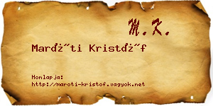 Maróti Kristóf névjegykártya